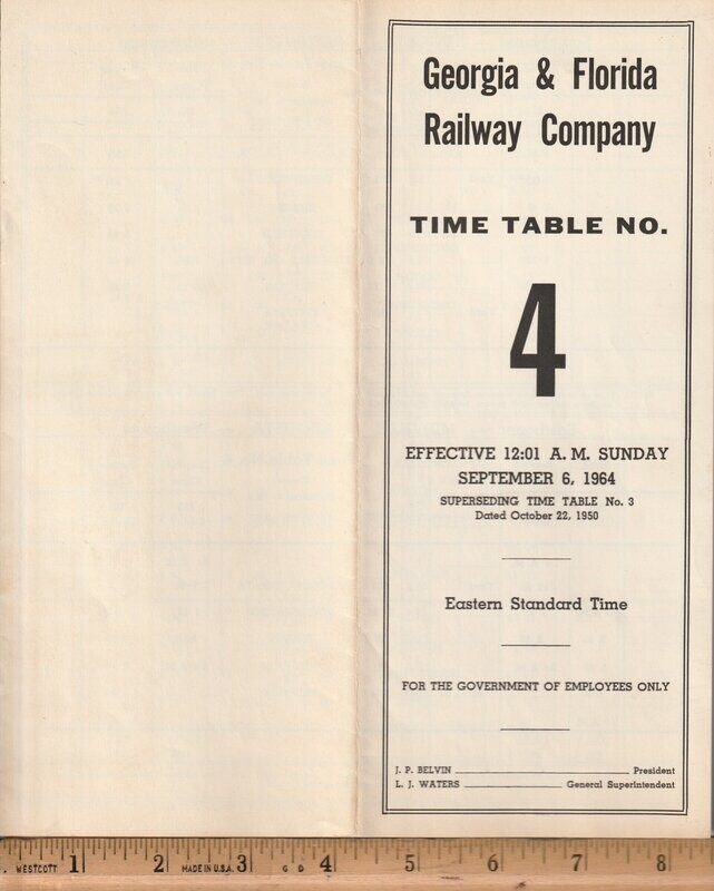 Georgia & Florida Railway 1964
