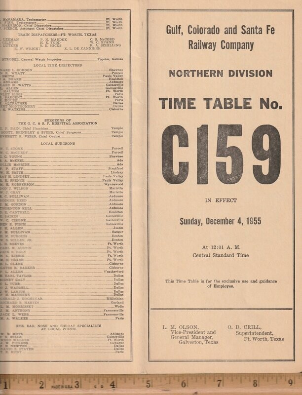 Gulf, Colorado and Santa Fe Northern Division 1955