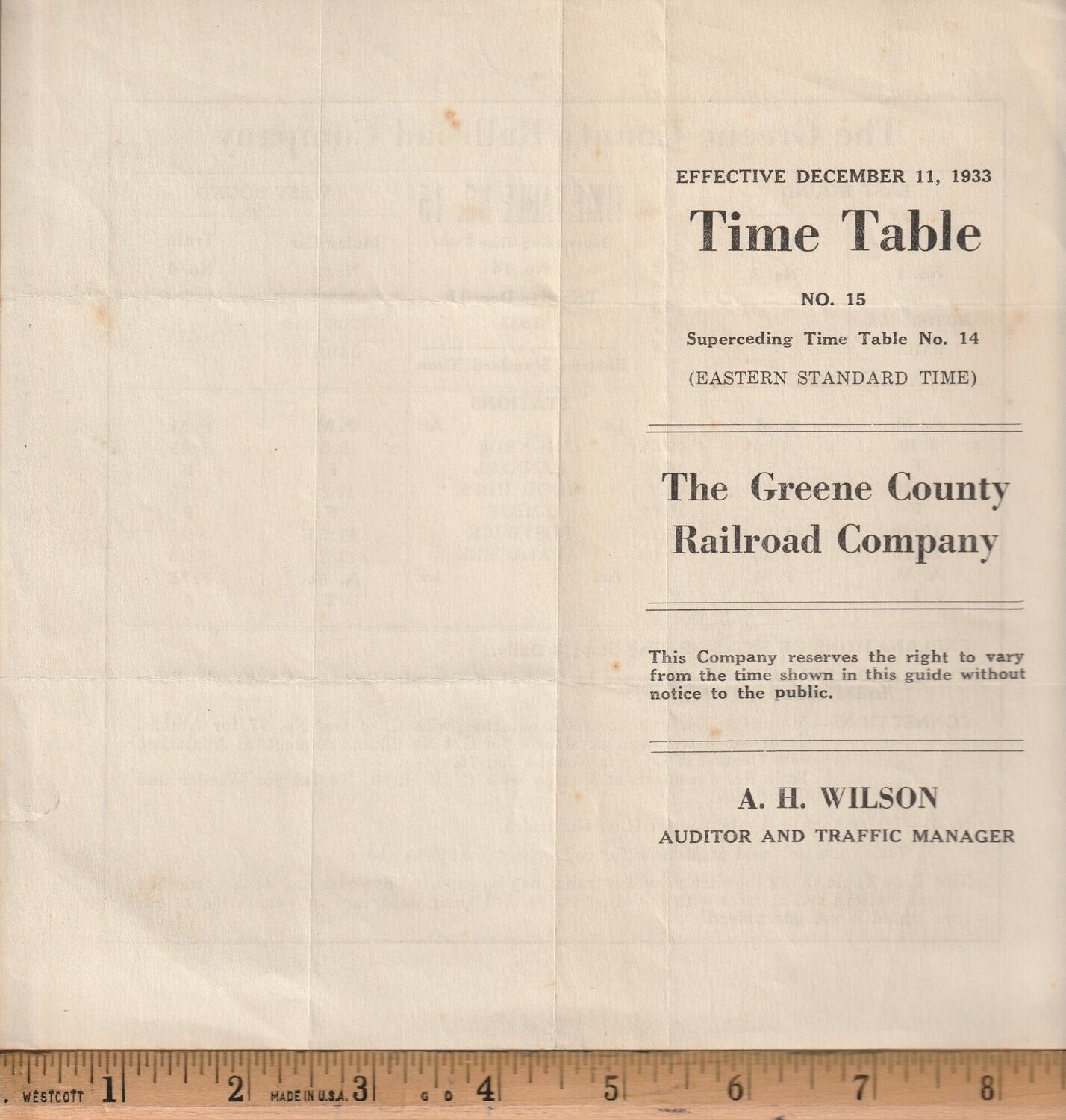 The Greene County Railroad 1933