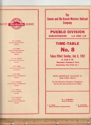 Denver and Rio Grande Western Pueblo Division 1952