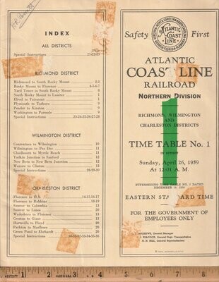 Atlantic Coast Line Northern Division 1959
