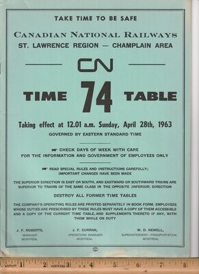 Canadian National Champlain Area 1963