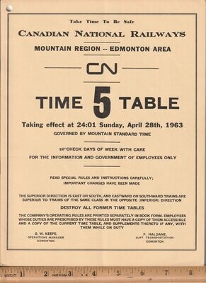 Canadian National Edmonton Area 1963