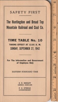 Huntingdon and Broad Top Mountain RR and Coal Co 1942