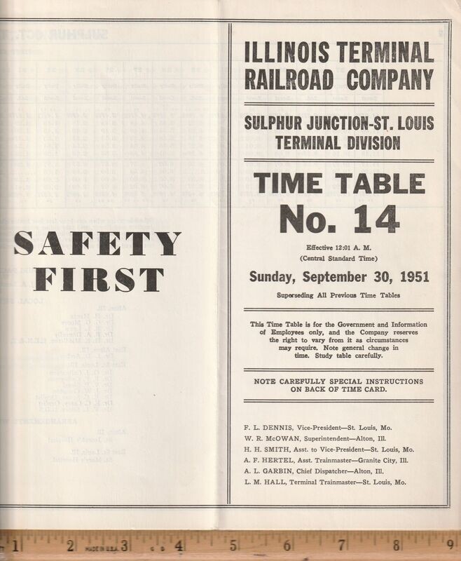 Illinois Terminal Sulphur Junction - St. Louis Terminal Division 1951