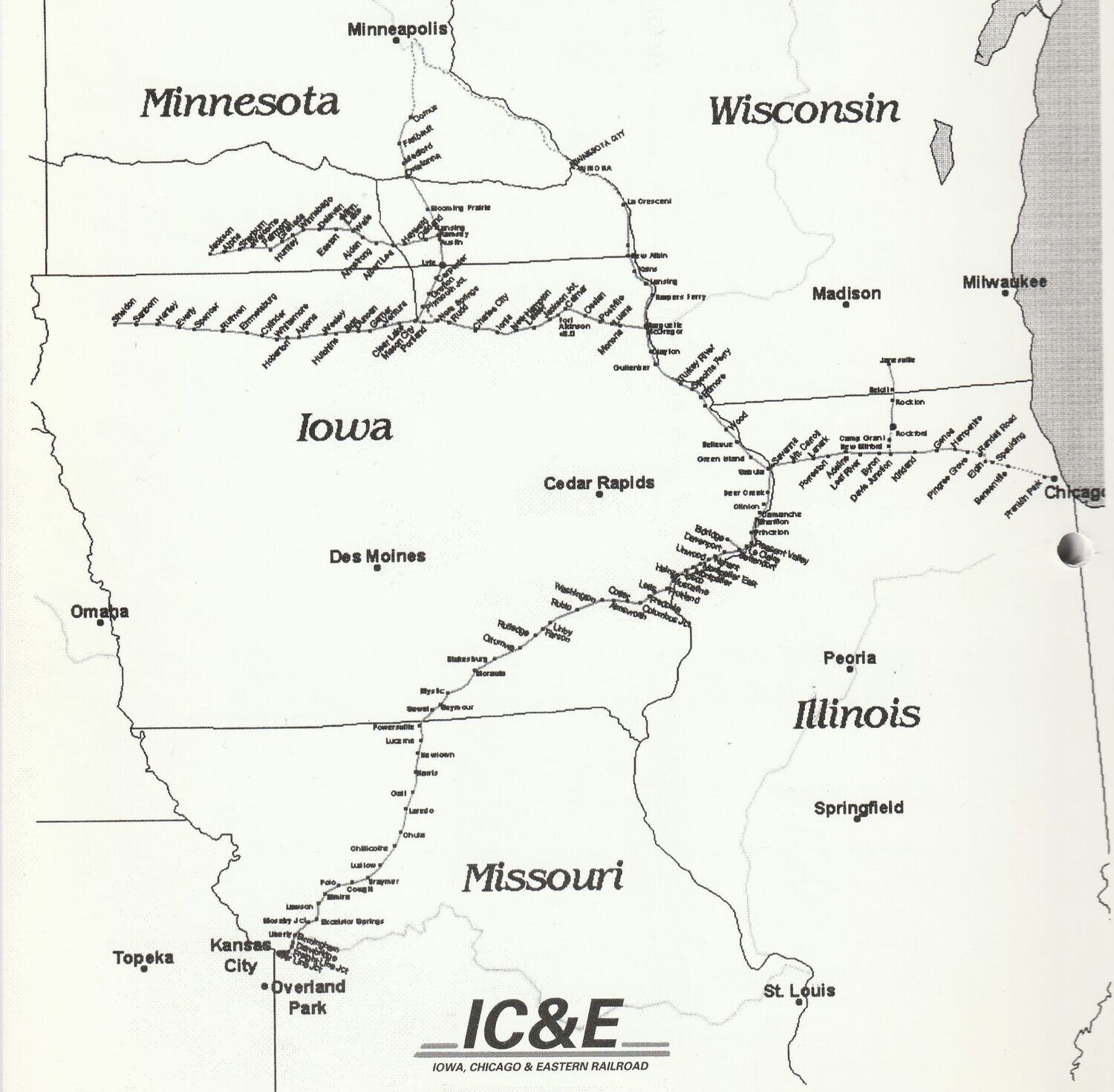 Iowa, Chicago & Eastern Railroad map 2003