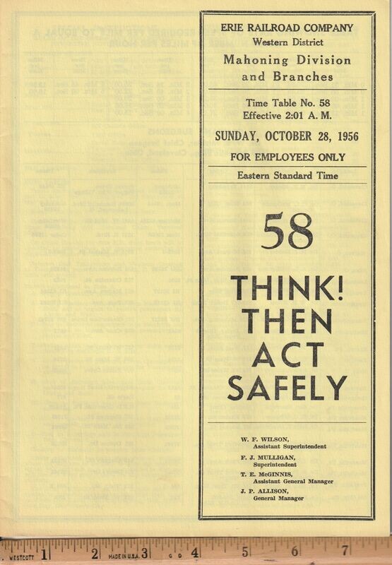 Erie Mahoning Division and Branches 1956