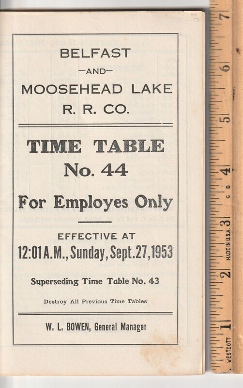 Belfast and Moosehead Lake Railroad 1953