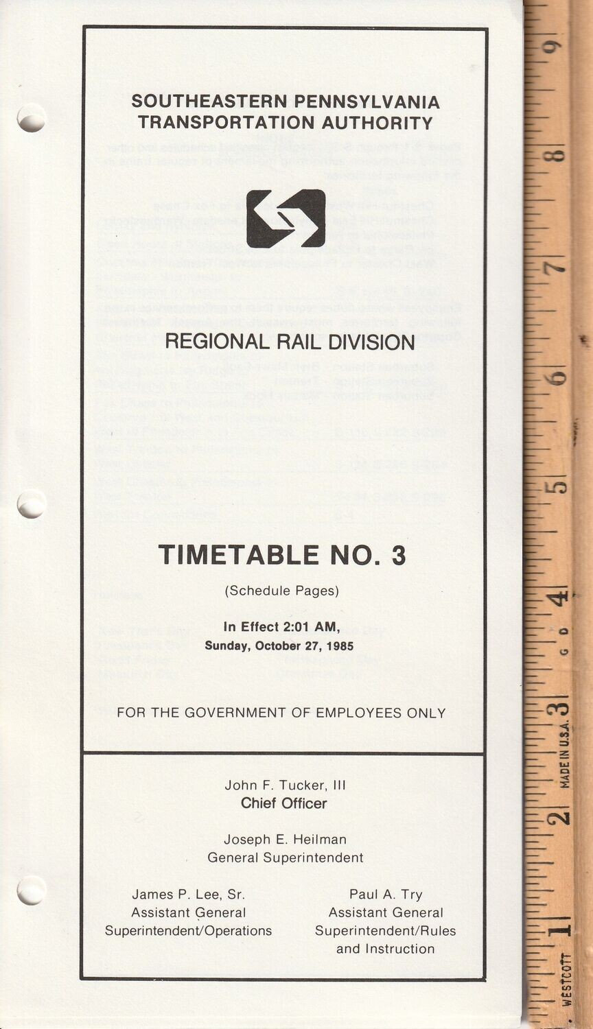 SEPTA Regional Rail Division 1985