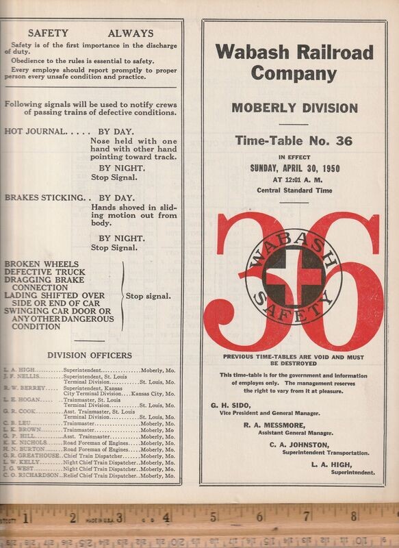 Wabash Moberly Division 1950