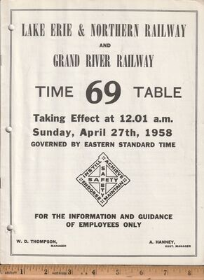 Lake Erie & Northern Railway and Grand River Railway 1958