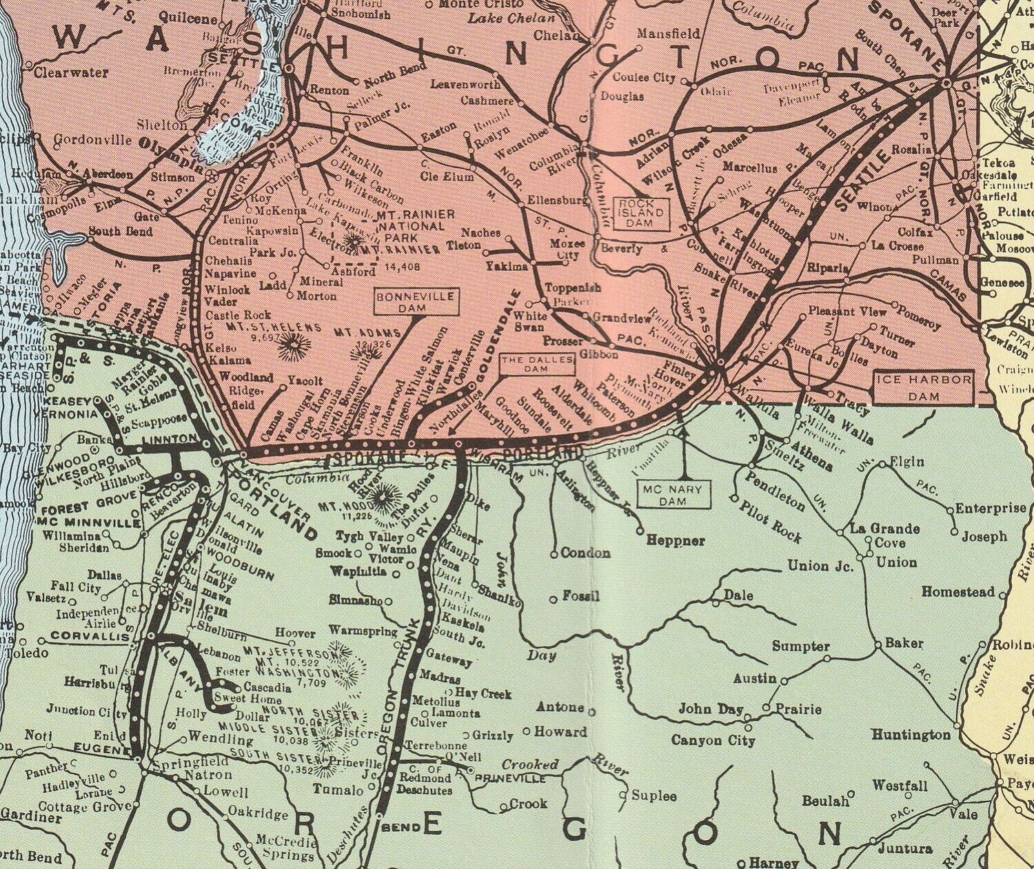 Spokane, Portland and Seattle Railway map
