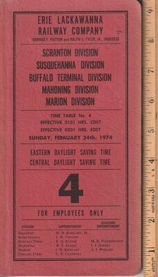 Erie Lackwanna Scranton, Susquehanna, Buffalo Terminal, Mahoning and Marion Divisions 1974