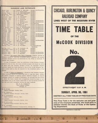 Chicago, Burlington & Quincy McCook Division 1961