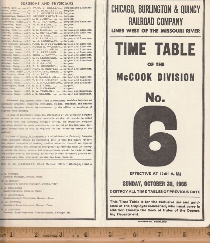 Chicago, Burlington & Quincy McCook Division 1966