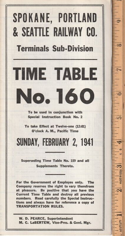 Spokane, Portland & Seattle Terminals Sub-Division 1941