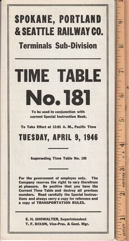 Spokane, Portland & Seattle Terminals Sub-Division 1946