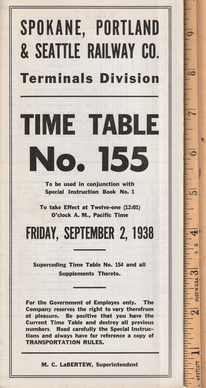 Spokane, Portland & Seattle Terminals Division 1938