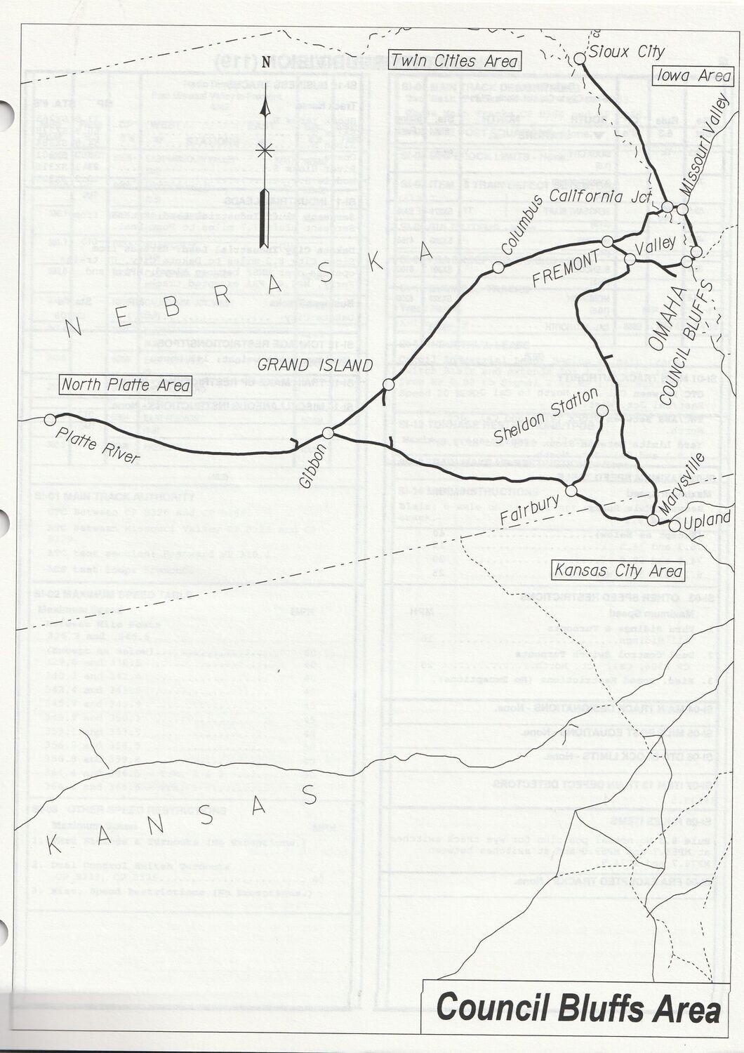 Union Pacific Council Bluffs Area map 1998