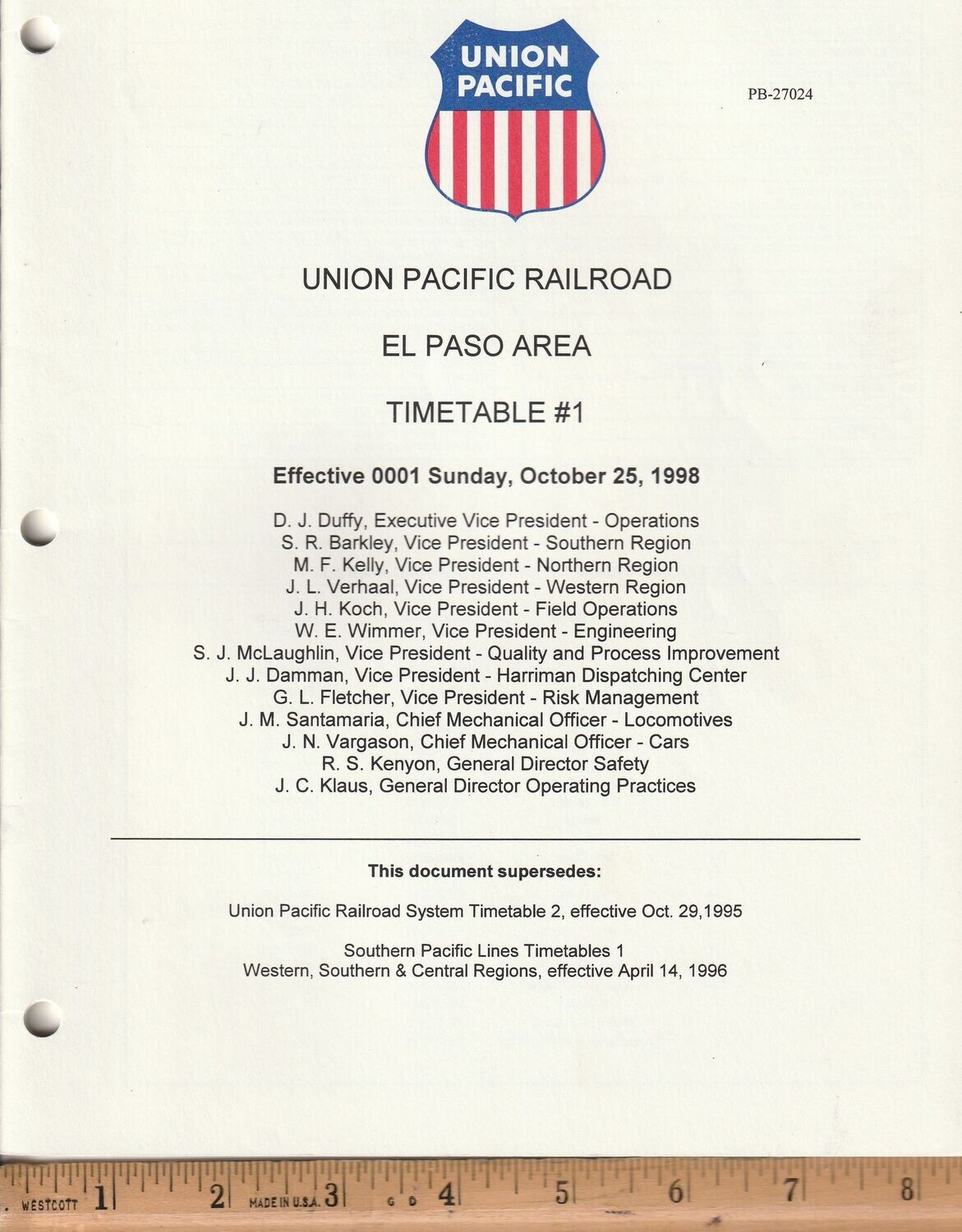 Union Pacific El Paso Area 1998