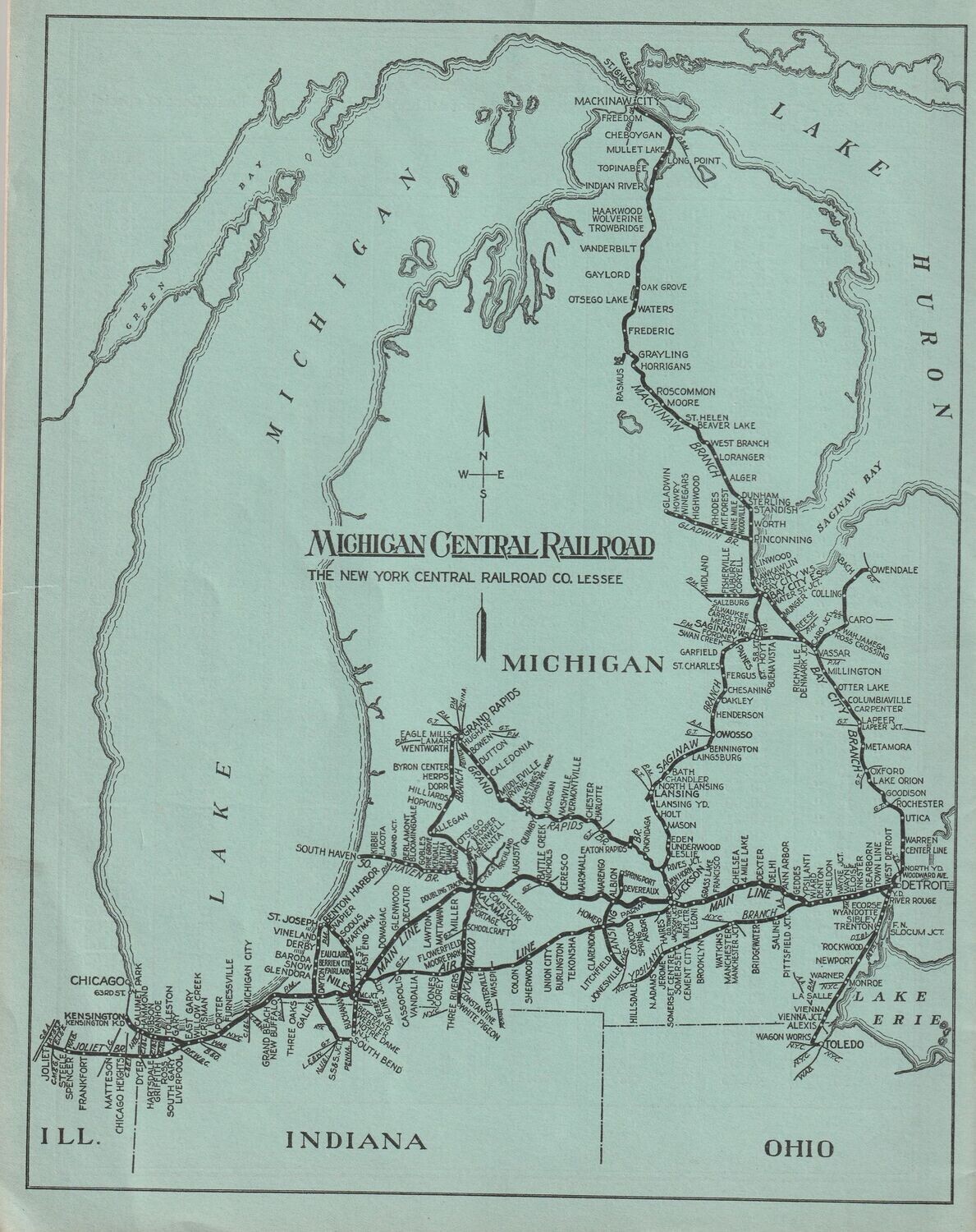 Michigan Central Railroad Map 1941