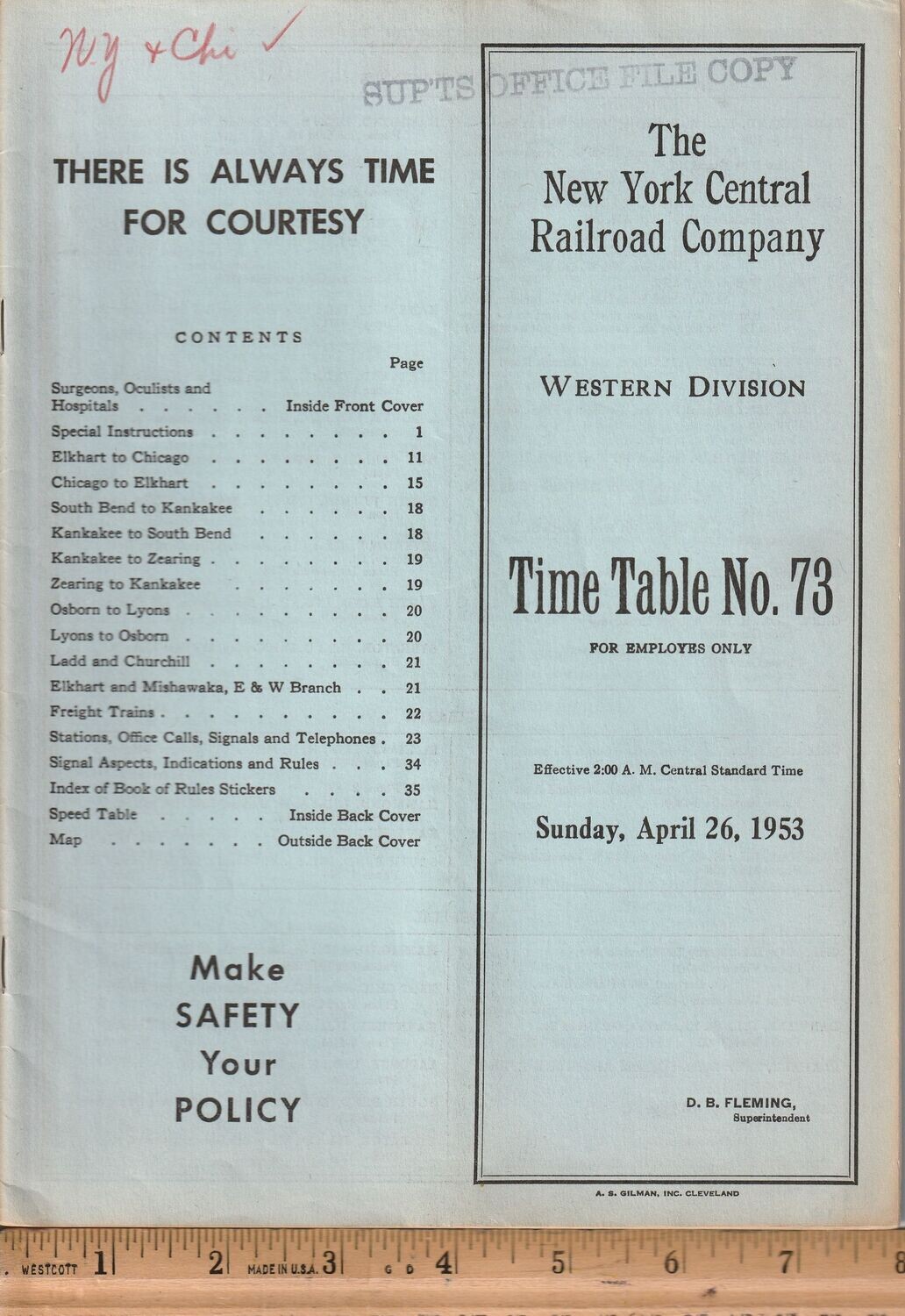 New York Central Western Division 1953