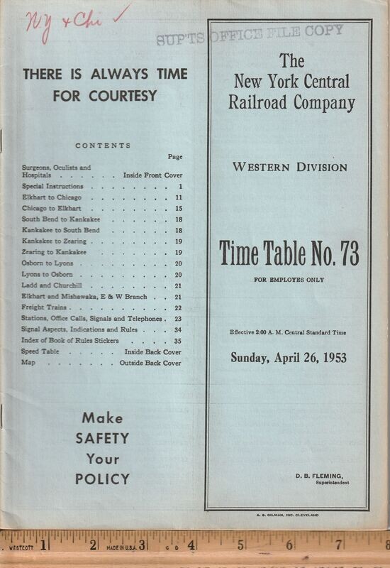 New York Central Western Division 1953