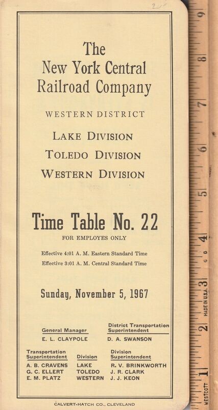New York Central Lake, Toledo and Western Divisions 1967