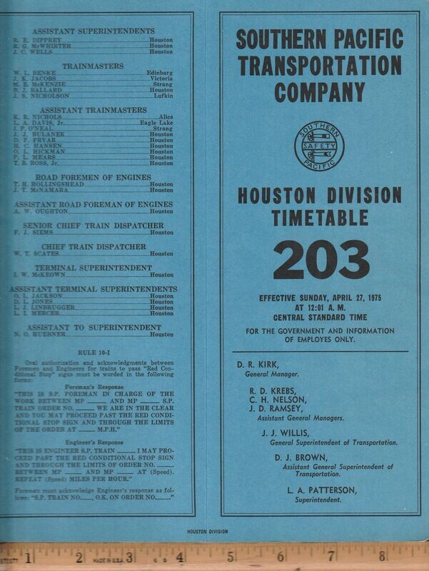 Southern Pacific Houston Division 1975