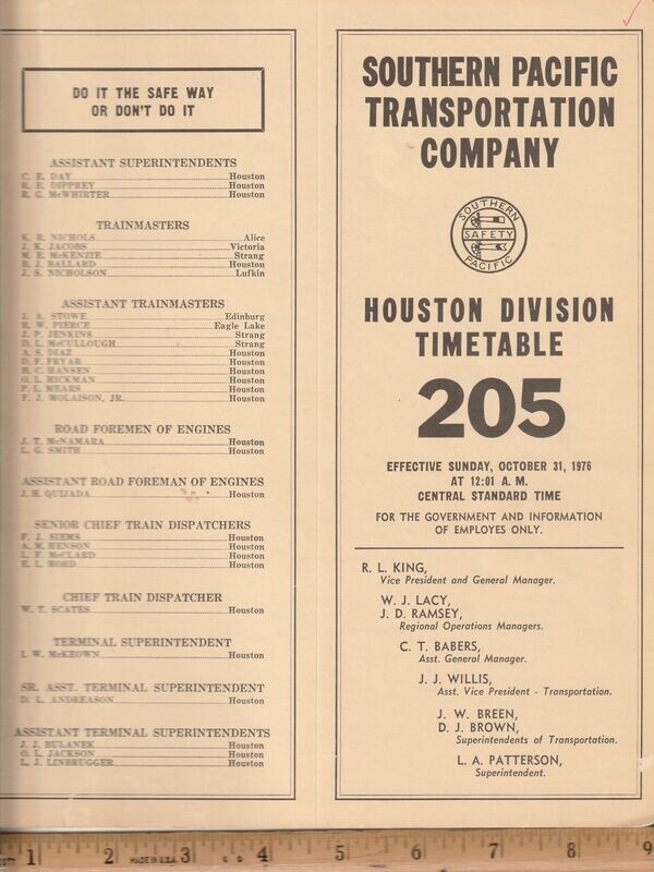 Southern Pacific Houston Division 1976