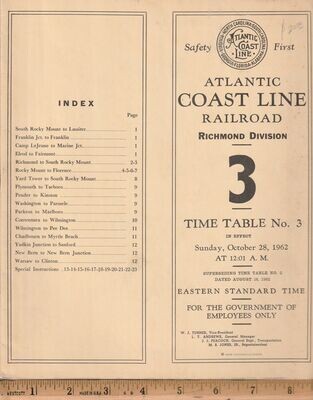 Atlantic Coast Line Richmond Division 1962