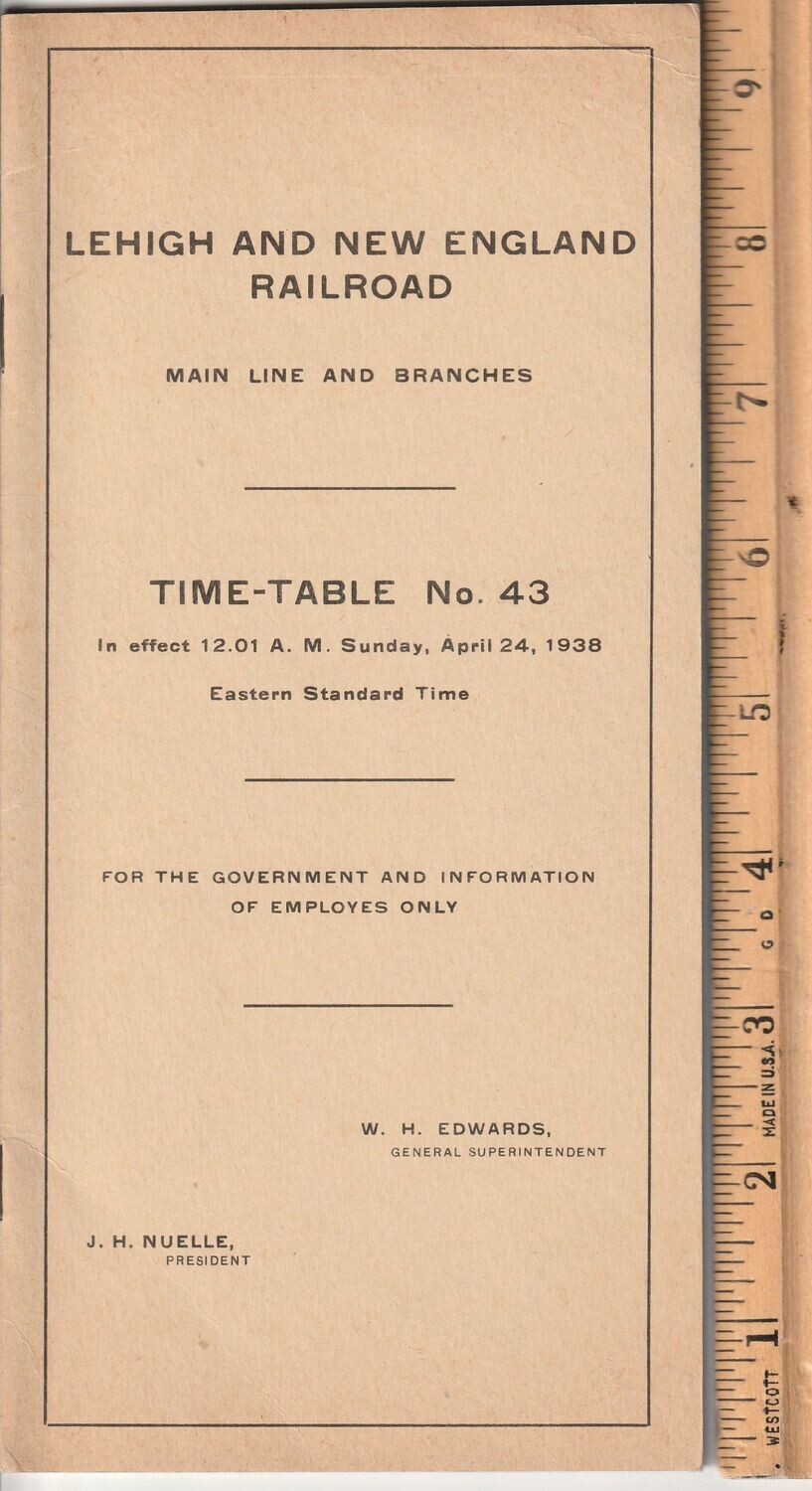 Lehigh & New England Railroad 1938