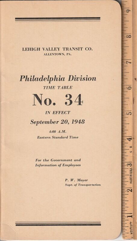 Lehigh Valley Transit Co. Phialdephia Division 1948