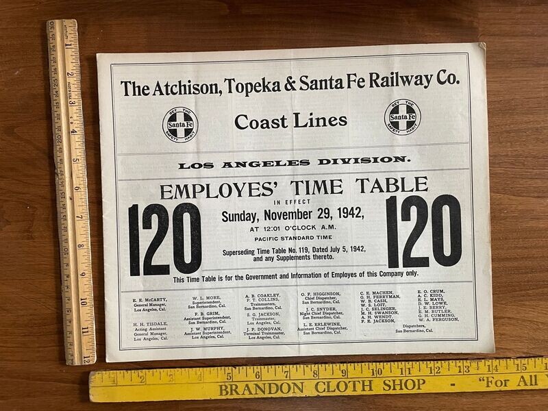 Santa Fe Los Angeles Division 1942