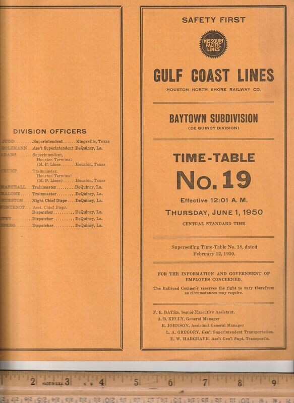 Gulf Coast Lines Baytown Subdivision 1950