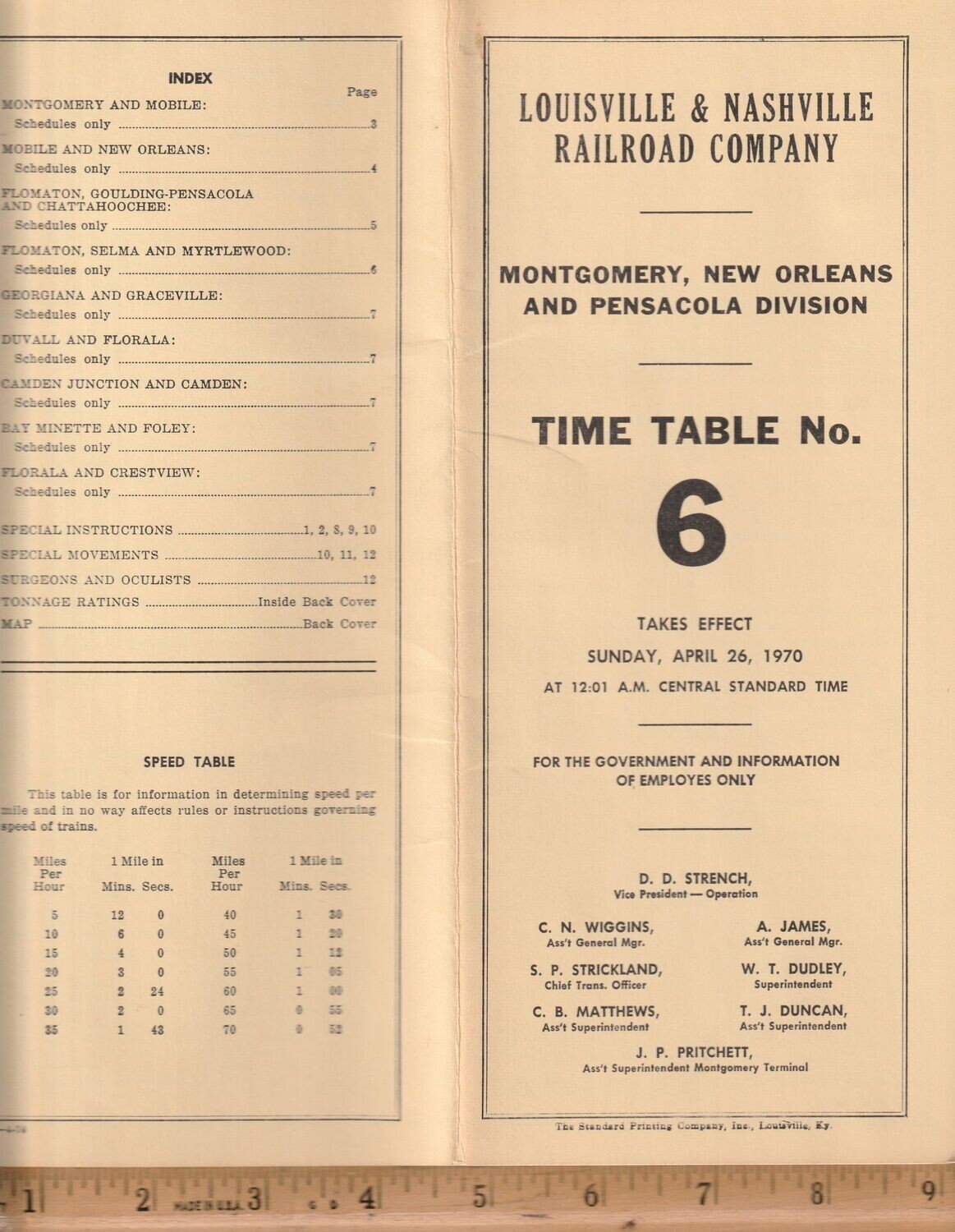 Louisville & Nashville Montogomery, New Orleans and Pensacola Division 1970