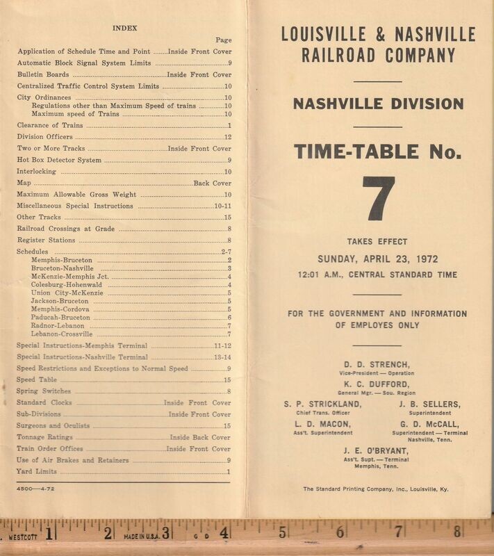 Louisville & Nashville Nashville Division 1972