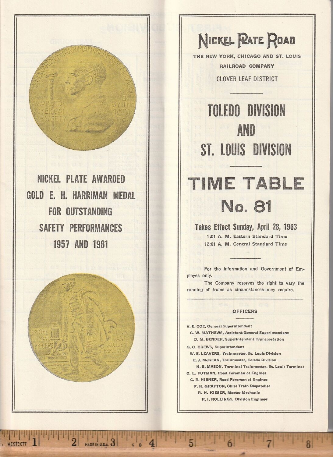 Nickel Plate Road Toledo and St. Louis Divisions 1963