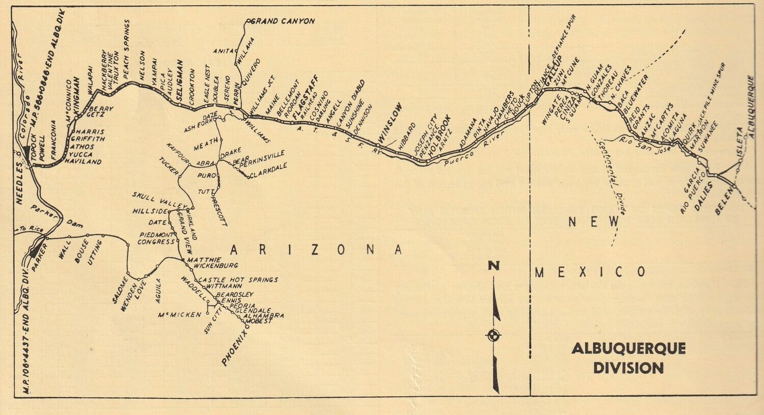 Santa Fe Albuquerque Division Map 1977