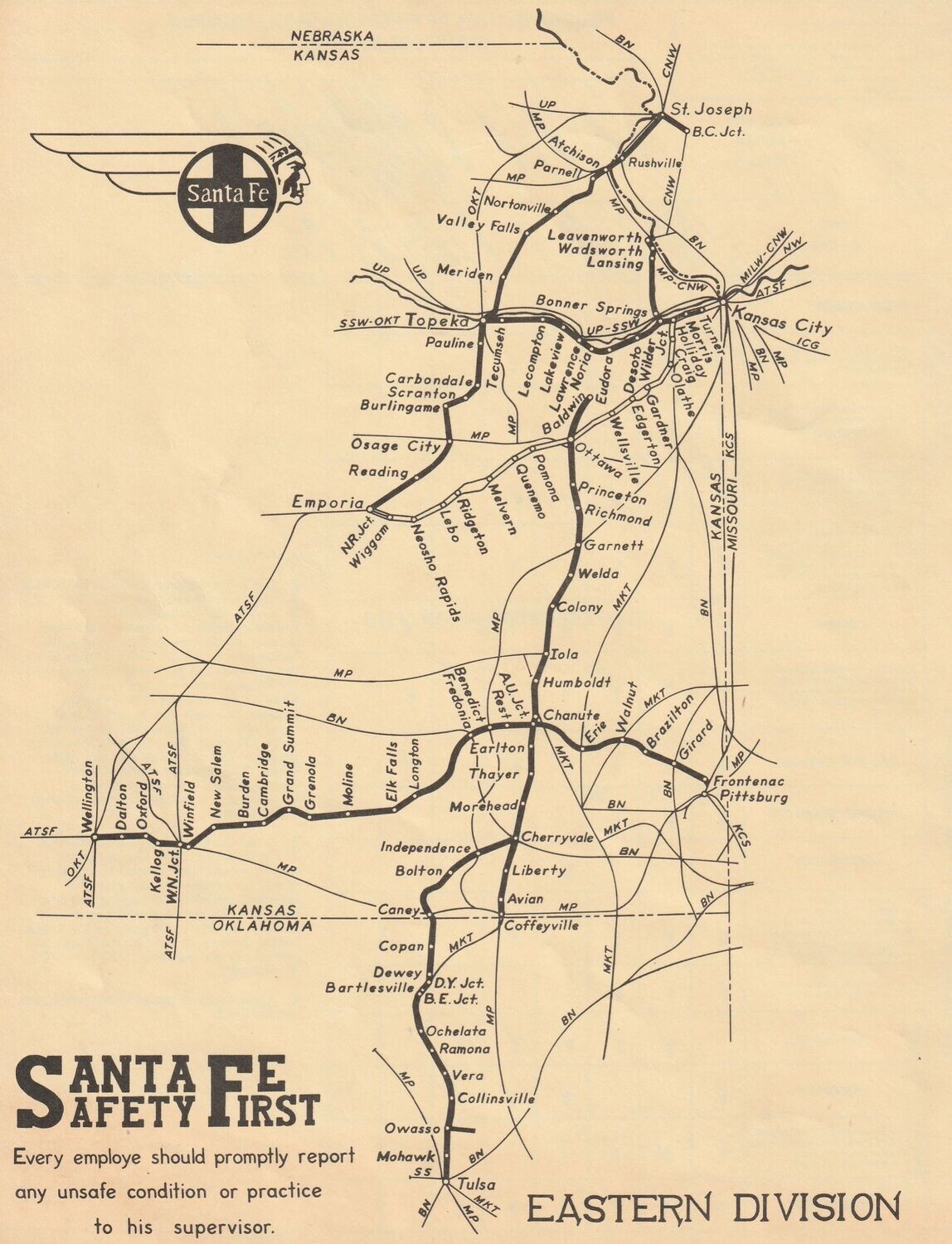 Santa Fe Eastern Division Map 1981