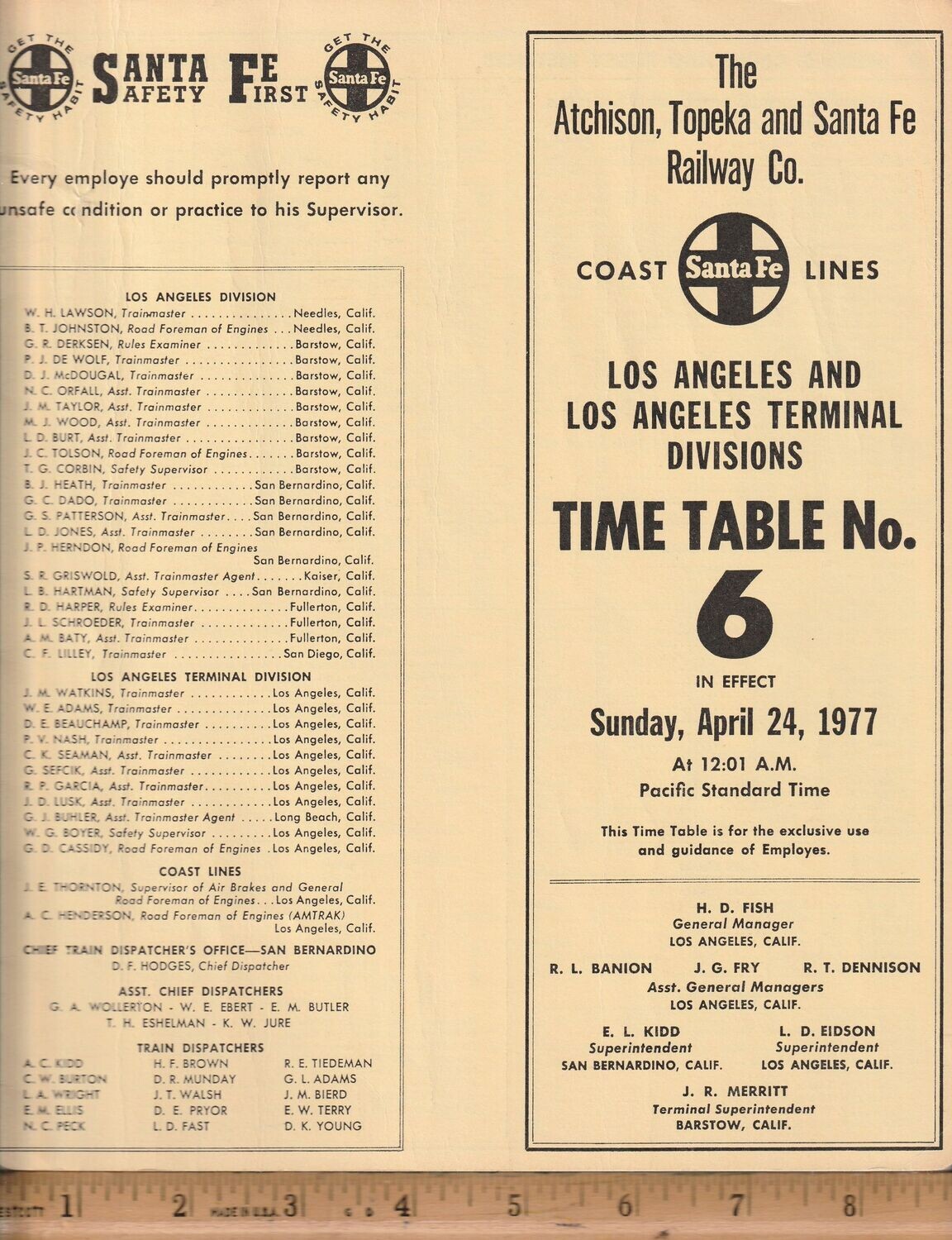 Santa Fe Los Angeles and Los Angeles Terminal Divisions 1977