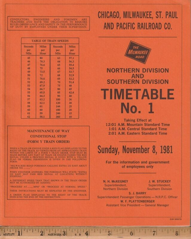 Milwaukee Road Northern and Southern Divisions 1981
