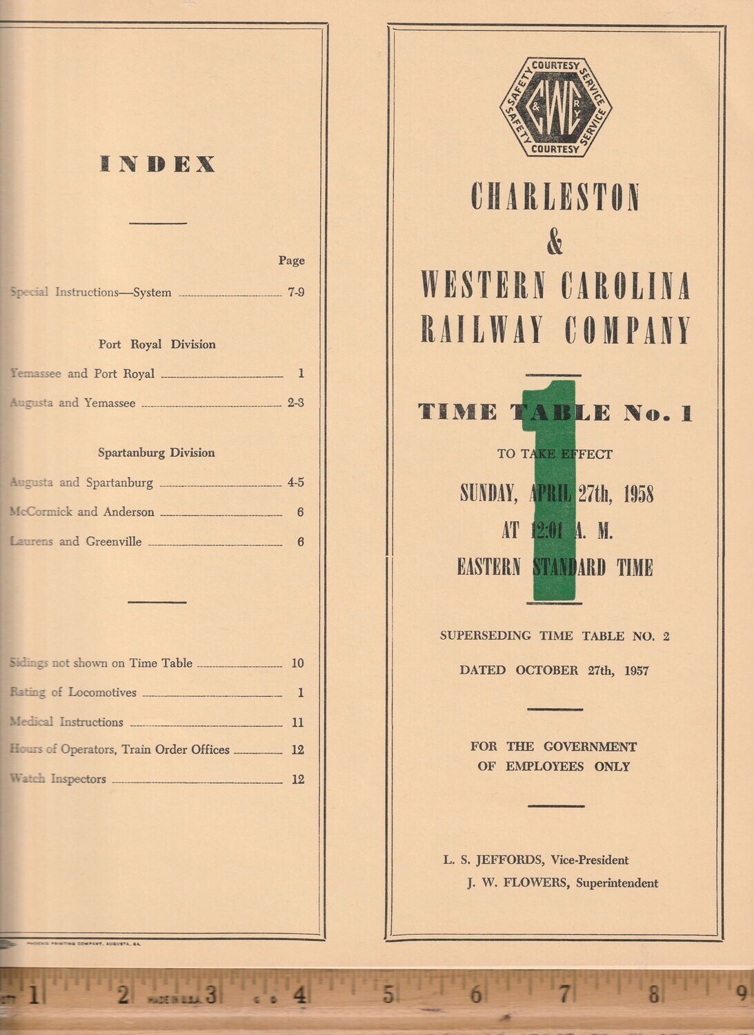 Charleston & Western Carolina Railway 1958