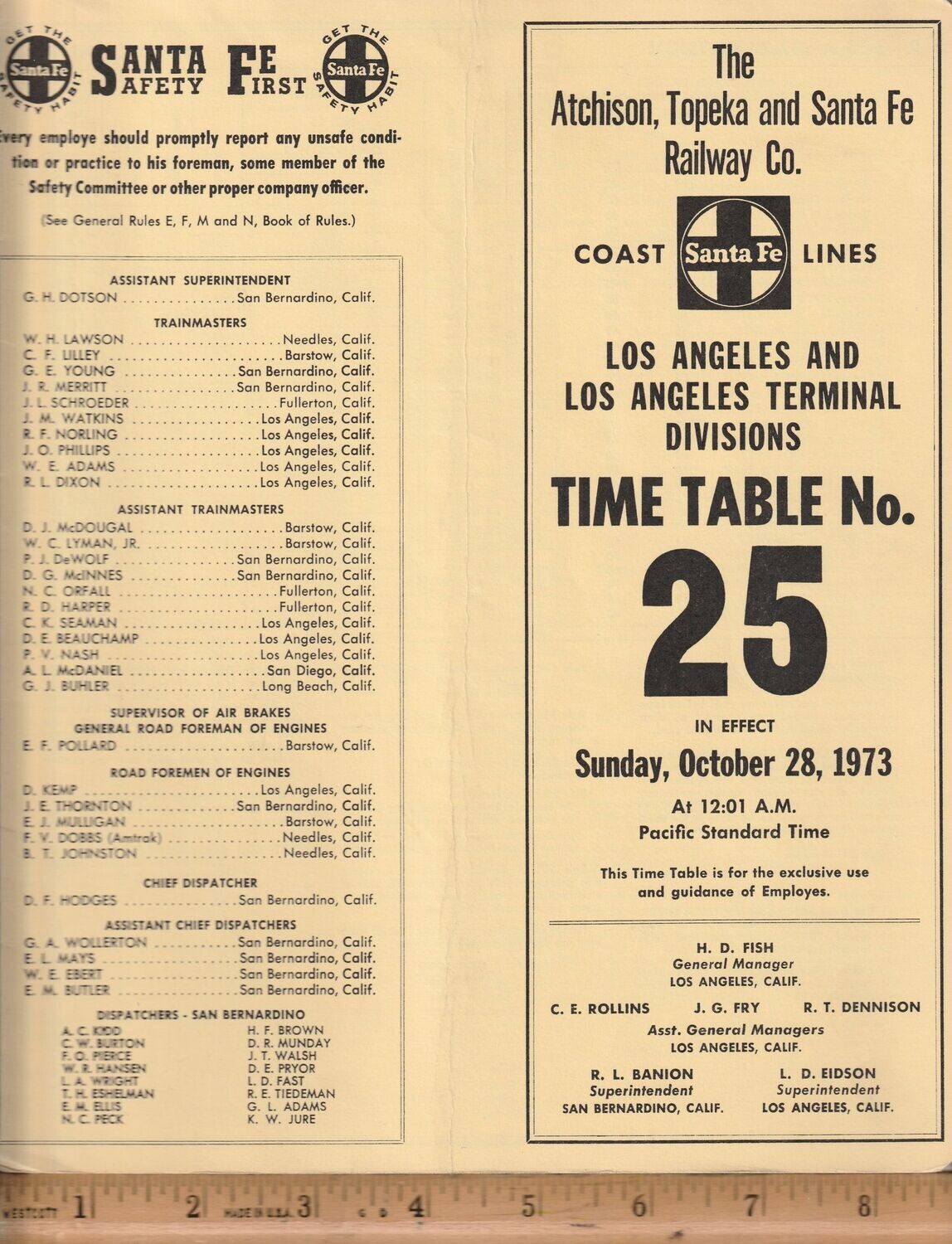 Santa Fe Los Angeles and Los Angeles Terminal Divisions 1973
