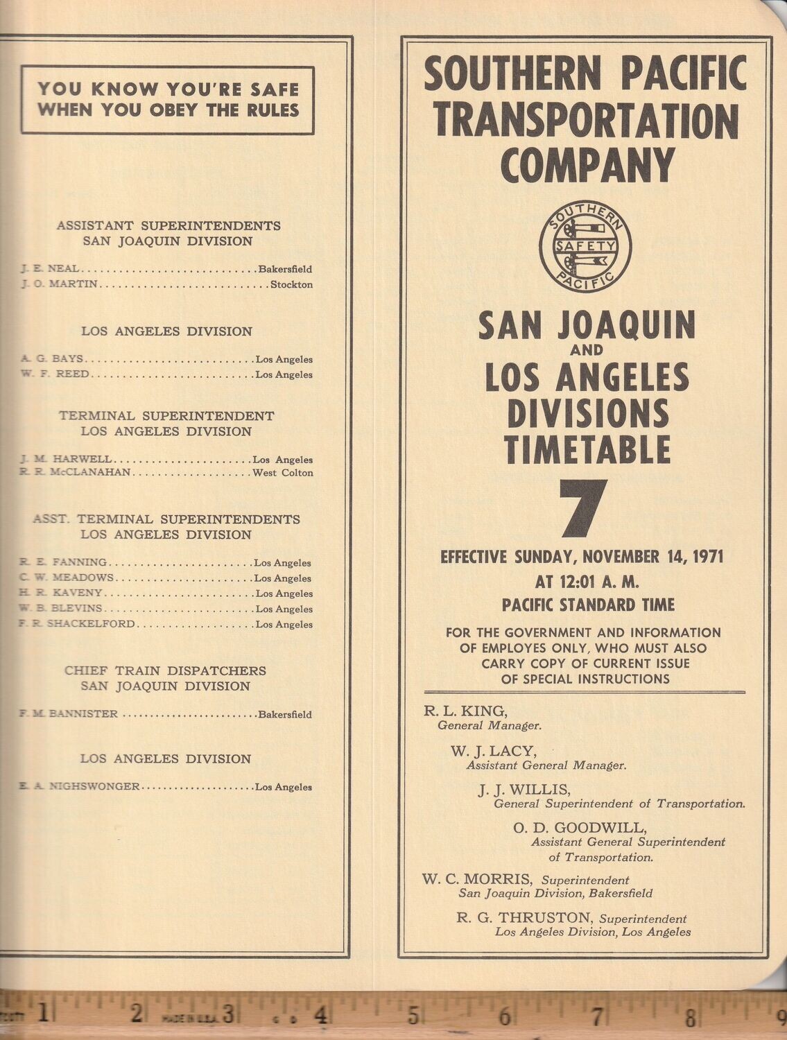 Southern Pacific San Joaquin and Los Angeles Divisions 1971