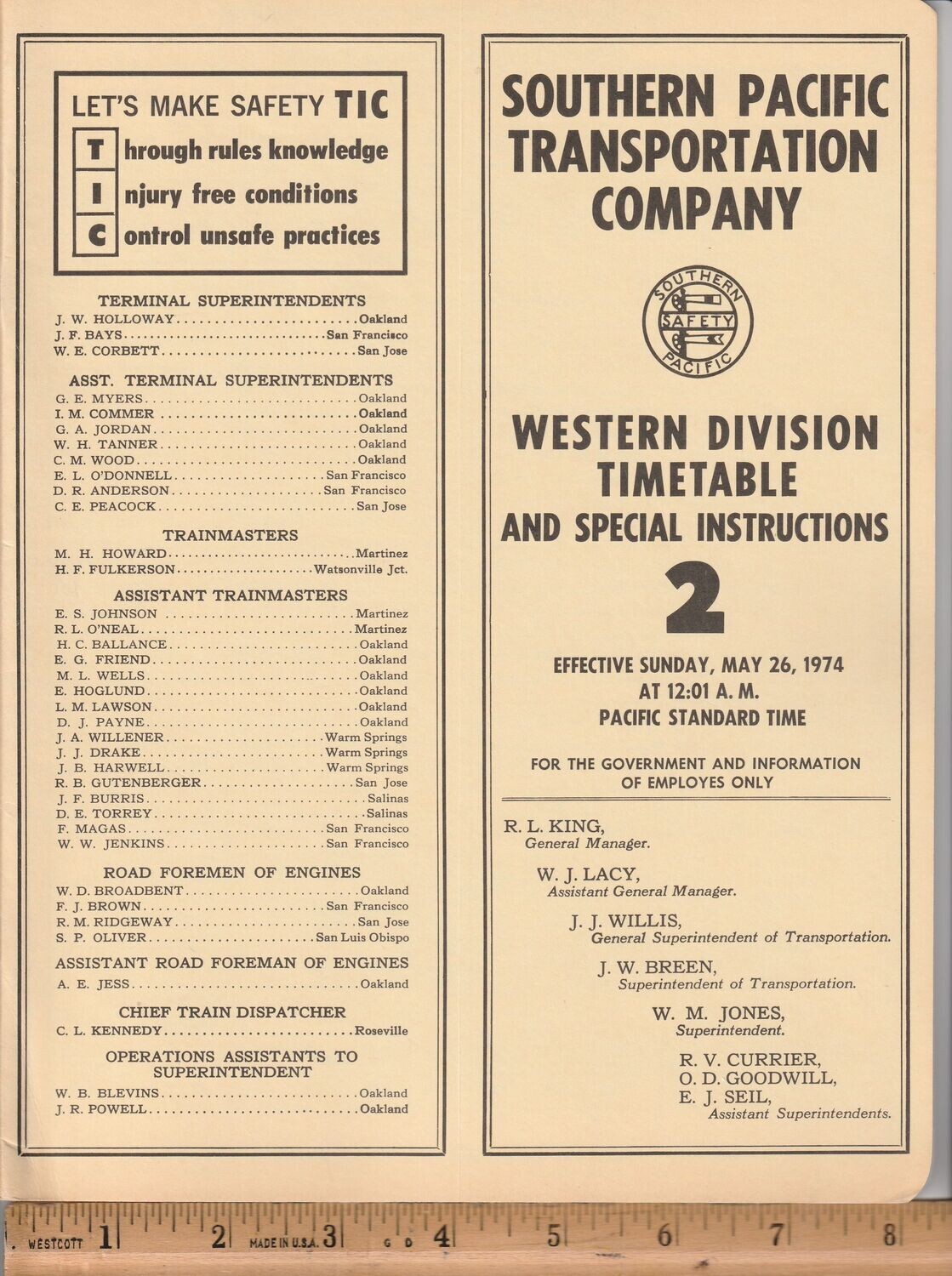 Southern Pacific Western Division 1974