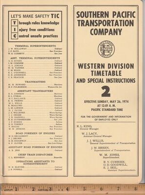 Southern Pacific Western Division 1974