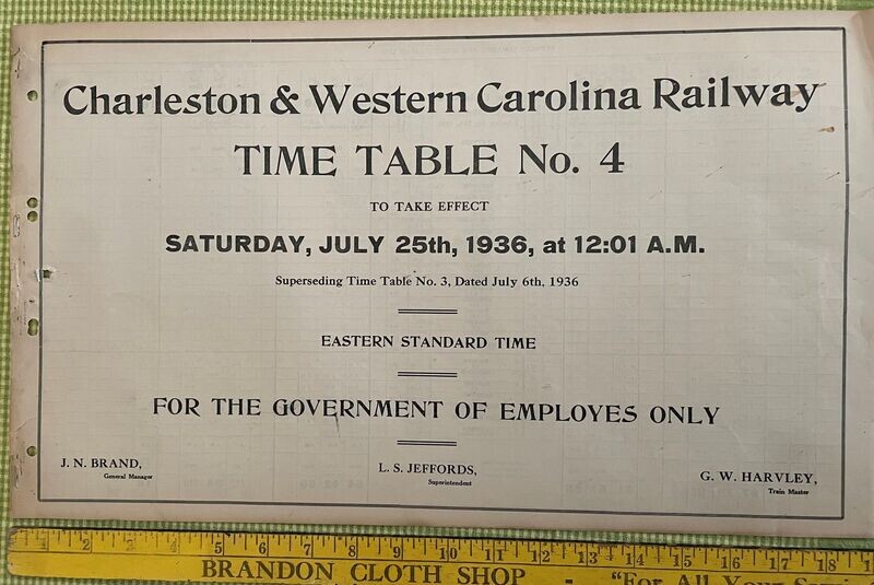 Charleston & Western Carolina Railway 1936