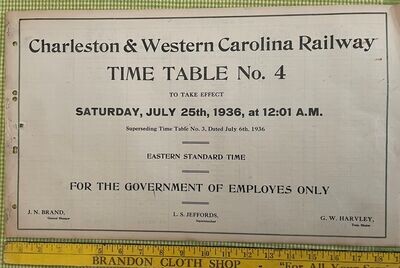 Charleston & Western Carolina Railway 1936
