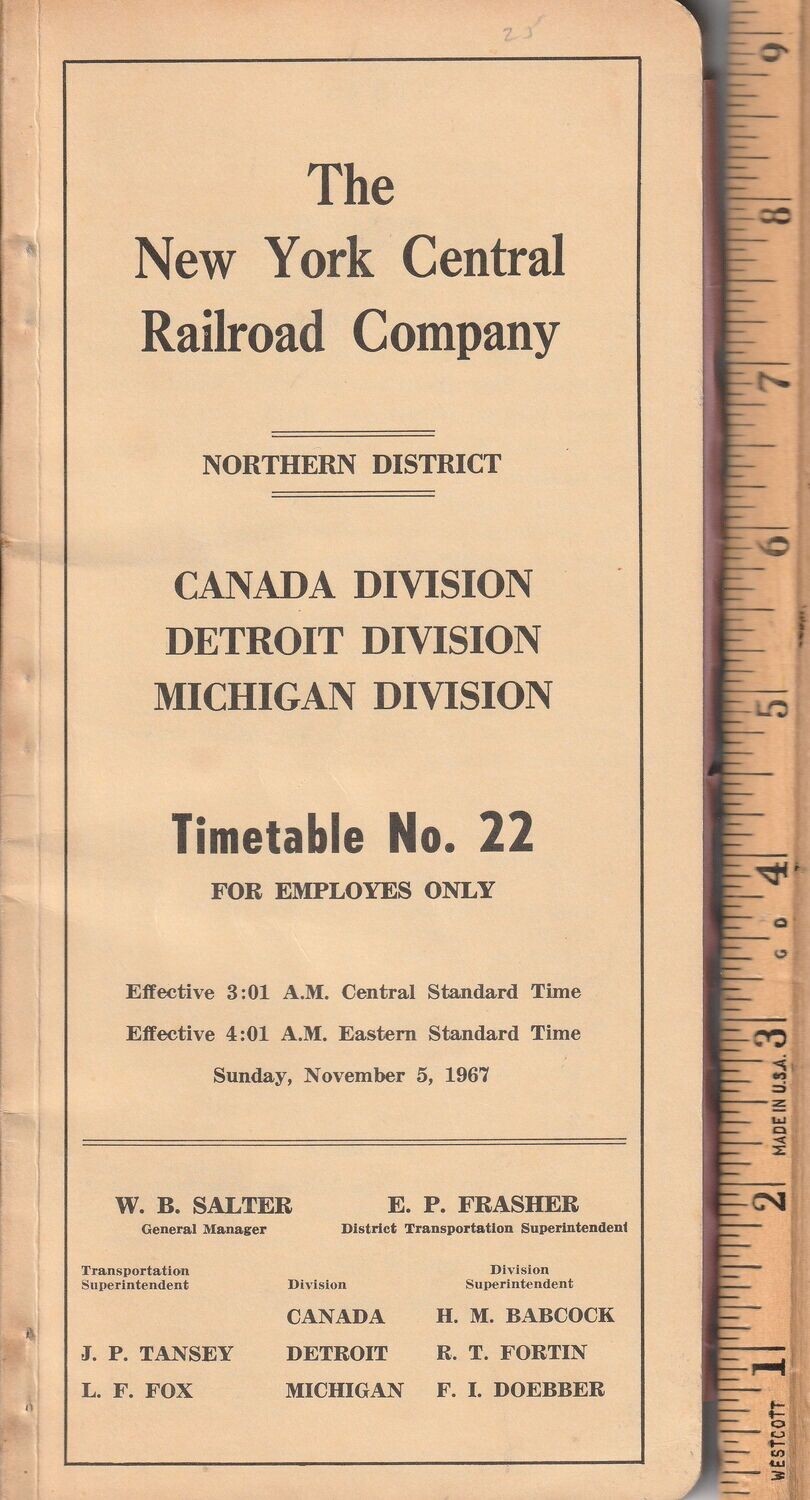 New York Central Canada, Detroit and Michigan Divisions 1967